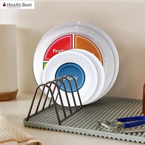 Miniatura 5 de Choose MyPlate para adolescentes y adultos, plato de nutrición y cuenco de lácteos con secciones de grupo de alimentos (48, inglés) Placa de control