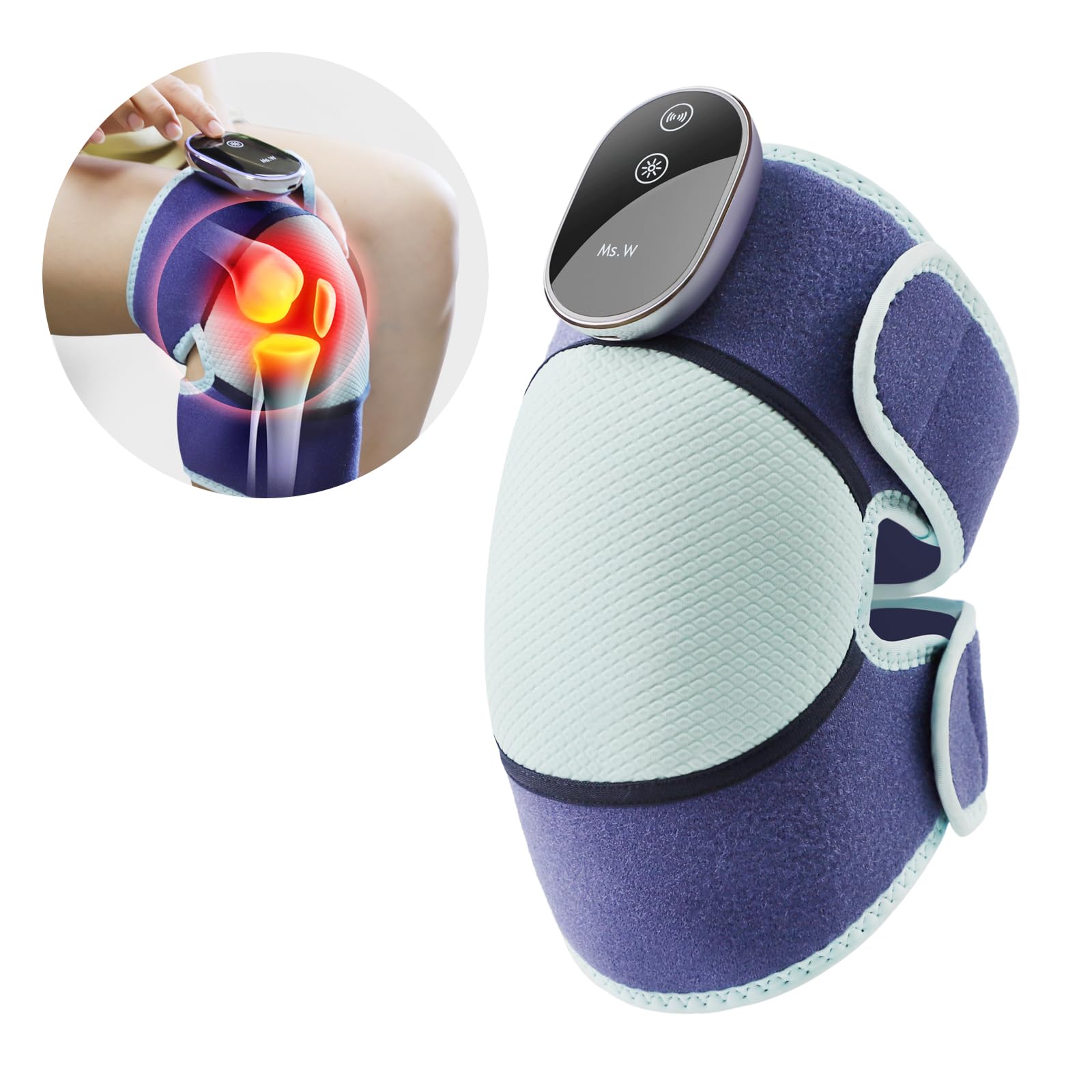 Ms.WKnee Massager for Pain Relief, Cordless Heating Pad for Knee, Electric Knee Heating Pad for Knee Pain & Arthritis, Heated Knee Brace with Heat and Vibration,Suitable for Work, Study, Home