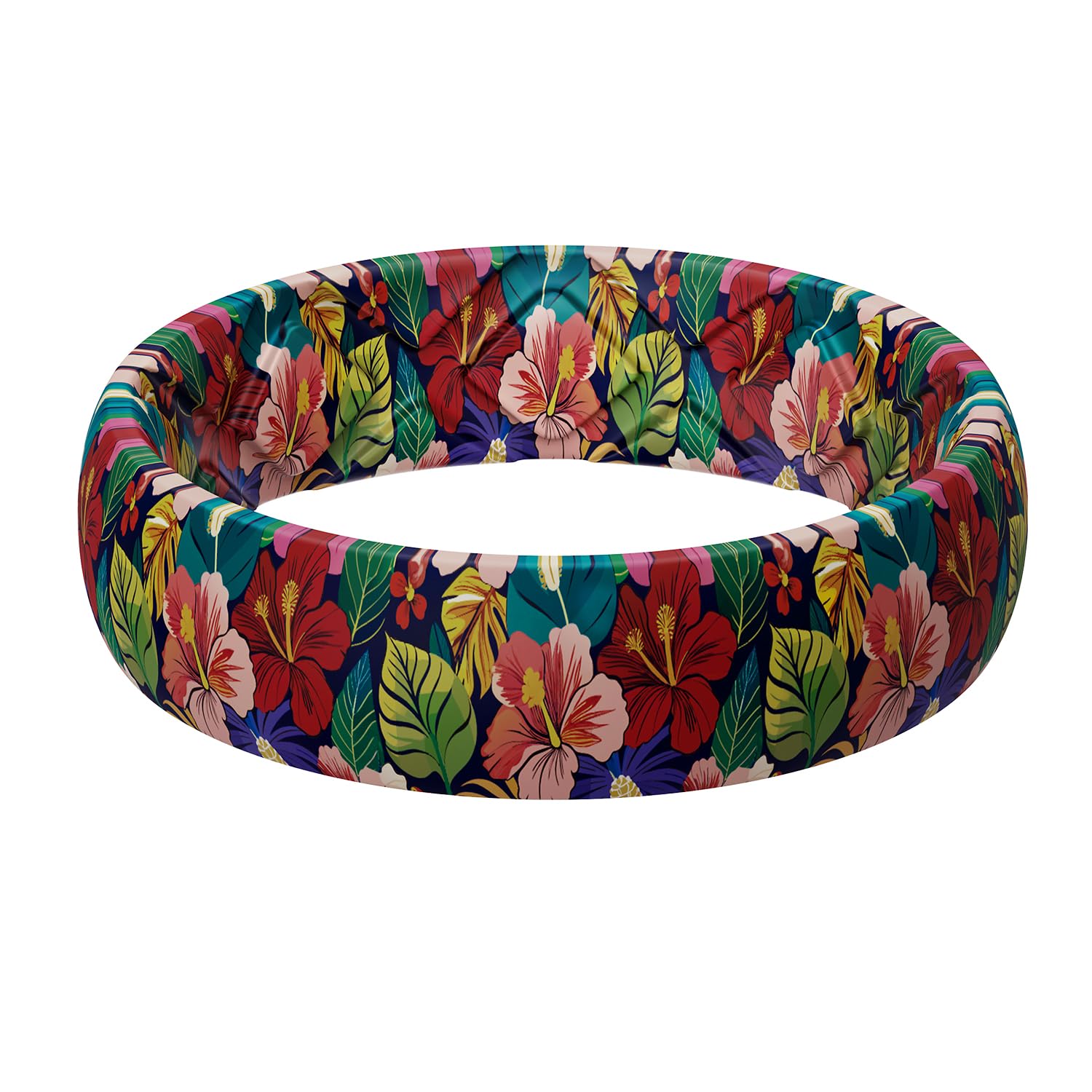 Egnaro Silicone Statement Ring Women, Floral Patterned Rubber Wedding Band