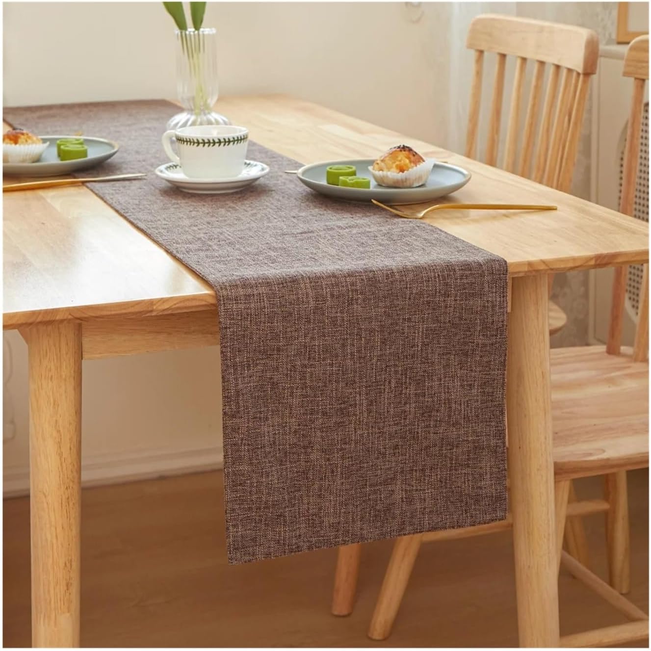 Table Runner for Home Decor Faux Linen Table Runner Double Layer Rectangle Runners Modern Decor for Wedding Holiday Party Daily Use Dining(Orange,30x210cm)