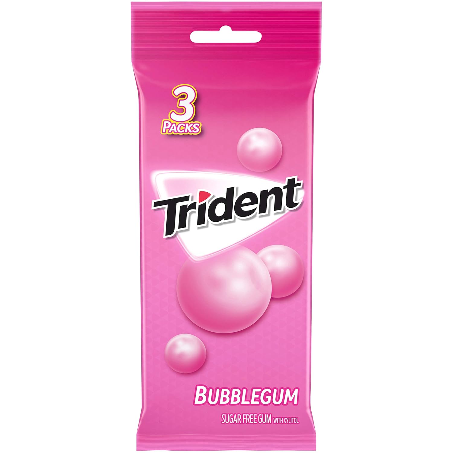 Chicle Trident Sabor Bubblegum Sin Azúcar, Pack de 3 (42 Unidades)