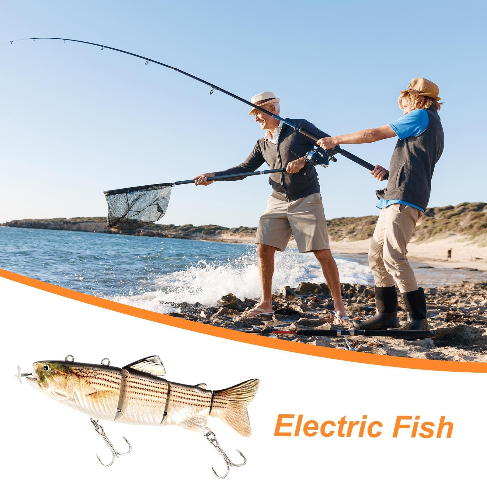 Esca da pesca elettrica, Esca da pesca robotica - Esca da pesca per nuoto robotico realistico | Esca da pesca animata Wobbler illuminata a LED per acqua dolce e salata, Swimbait articolato