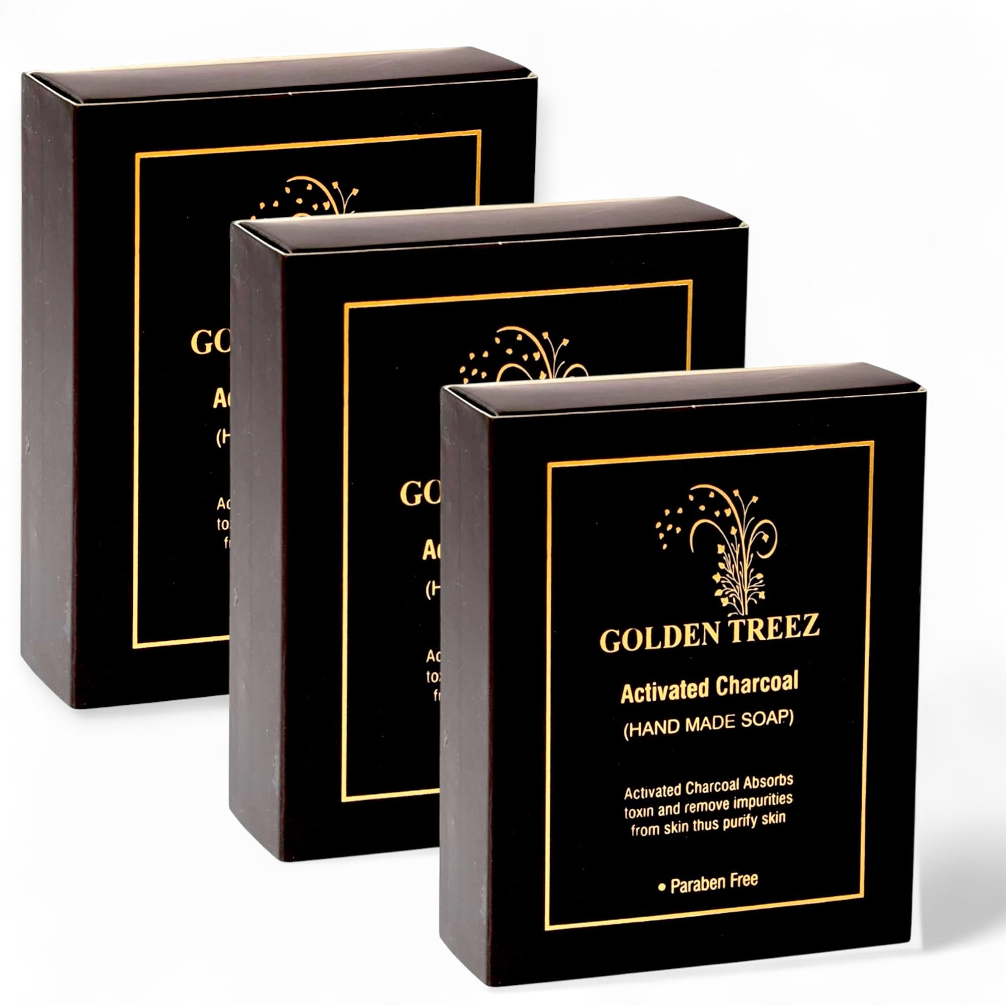 Golden treez activated charcoal handmade bath soap for tan removal, acne (pimples) Natural, bathing soap for men and wom