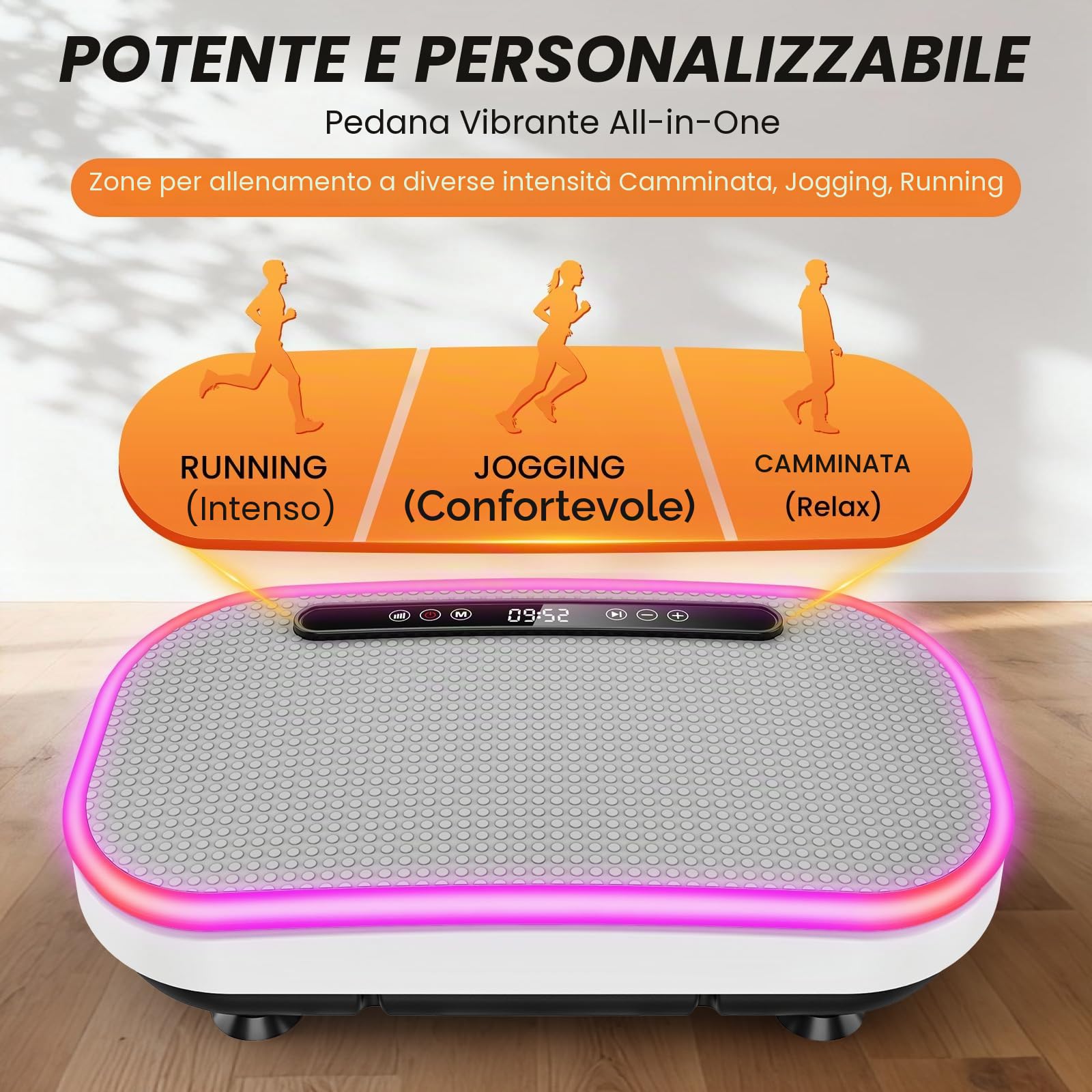 Pedana Vibrante, Pedana Vibrante Dimagrante con Banda di Resistenza, 9 Modalità Regolabili, 1-120 Livelli Di Intensità, Supporto Bluetooth, Telecomando, Schermo LED, Capacità di Carico 150KG