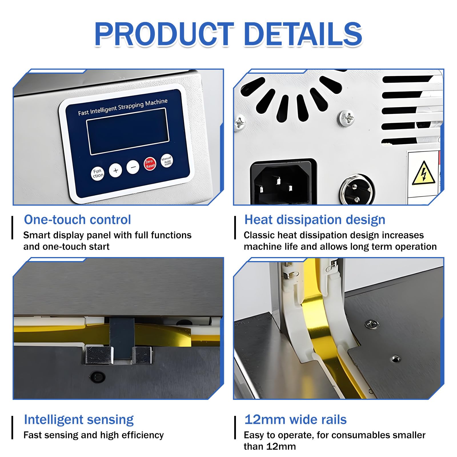 Machine de cerclage OPP thermofusible Professionnelle, crée des Paquets Solides et sécurisés pour Les Produits Frais et de détail, Alimentation, Tension et scellage automatiques 12.6 * 6.6in