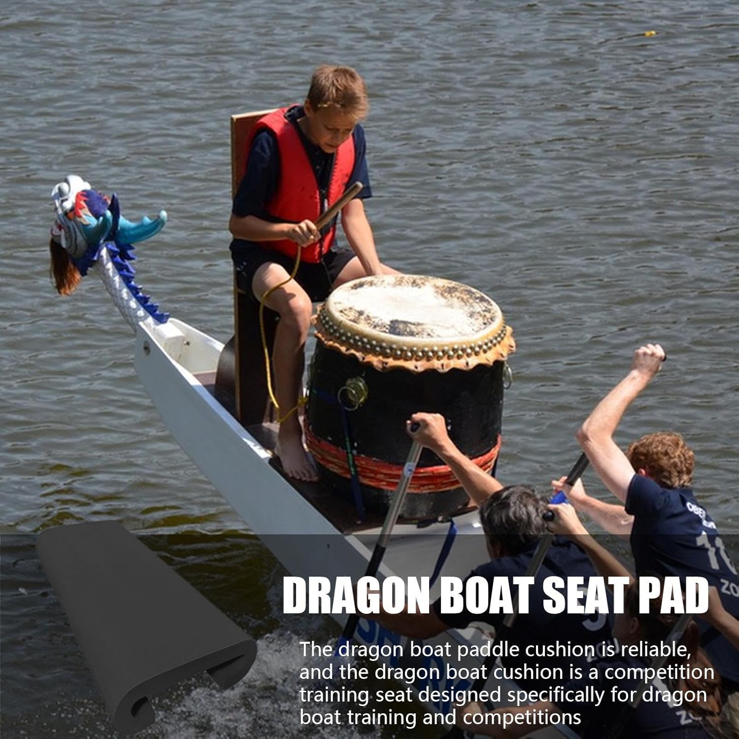 Dragon Boat Cushion, Kayak Seat Mat, Rowing Pad, Anti Slip Eva Foam Design, Pressure Reliefs Comfort Support for Watersports, Canoeing, Rowing Machine Use, 12.6x5.91x1.77 Inches - Image 3