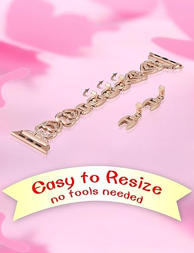 Miniatura 8 de Correa en forma de corazón compatible con Apple Watch Band de 1.496 in, 1.575 in, 1.614 in, 1.654 in, 1.732 in, 1.772 in, 1.772 in, correa de reloj