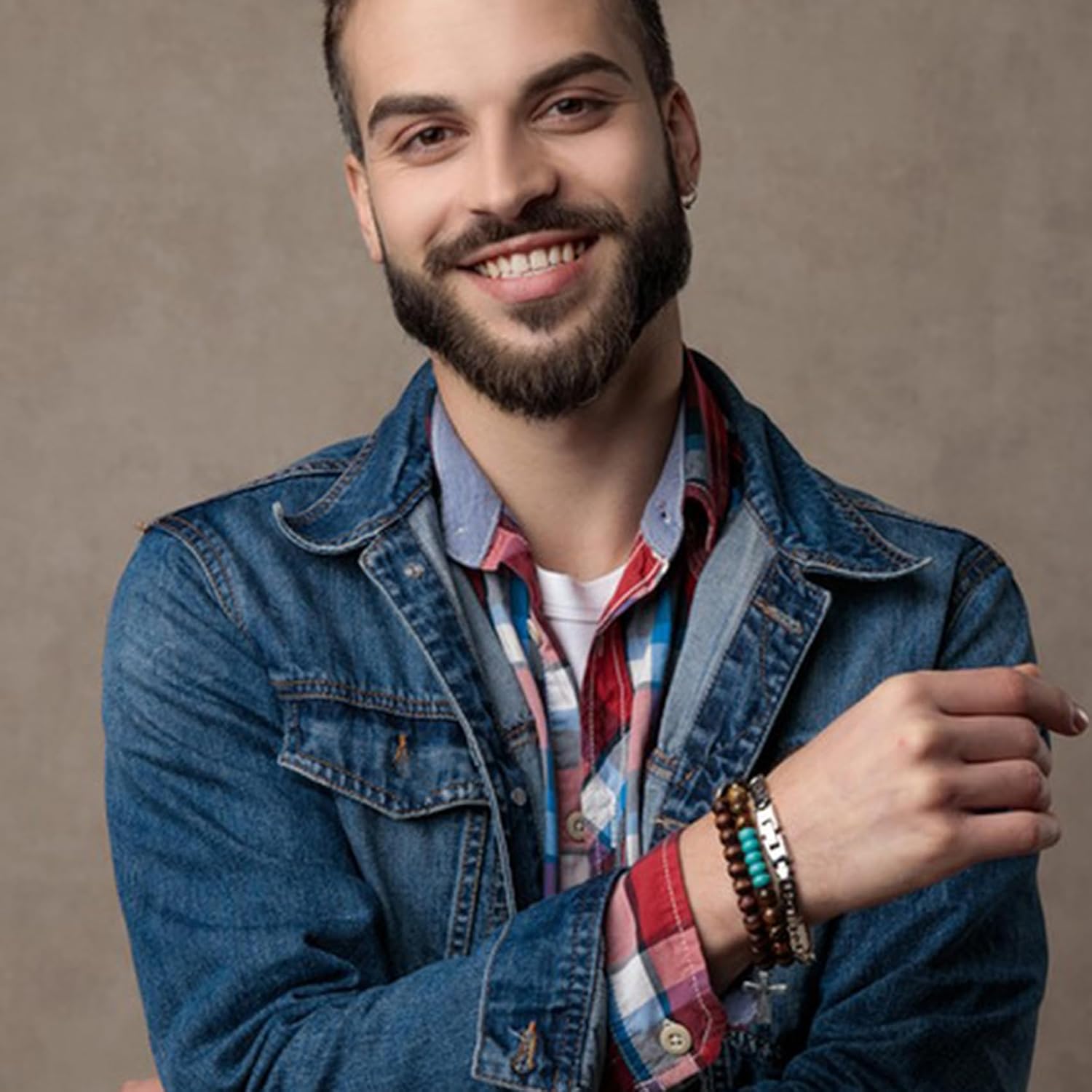 Tiger Eye Beaded Bracelets for Men - Elastic 8MM Natural Stone Bracelet Set Lava Rock Bracelets Gifts for Son Grandson Bonus Son Boyfriend Brother - Image 6