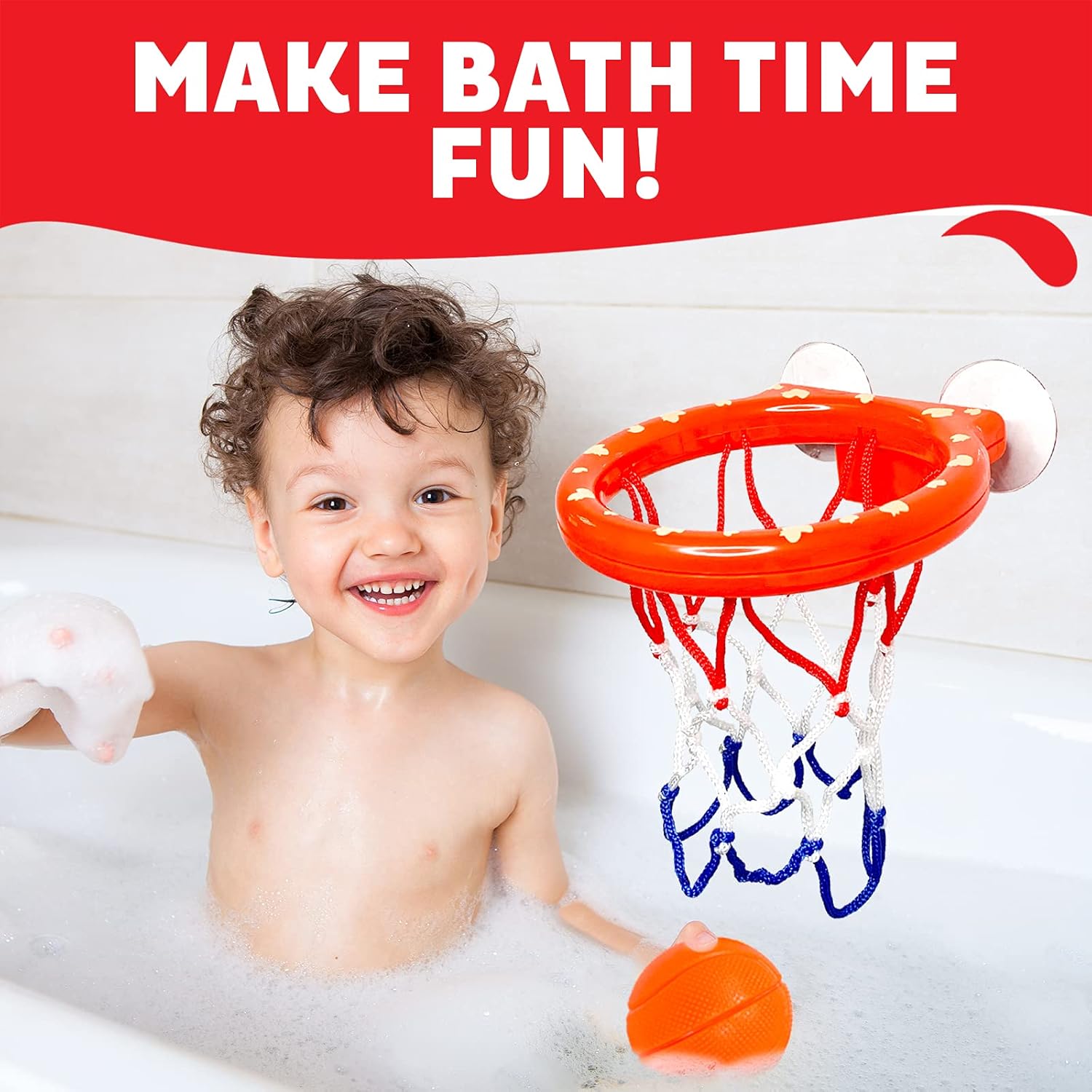 Kid Bath Toys Bathtub Basketball Hoop and 3 Balls Set by 4U2BUY – Strong Suction Cup Bath Toys for Kids – Bathroom Ball Shooting Game for Kids : Toys & Games