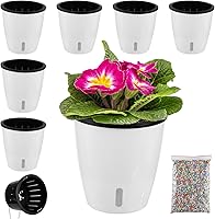 Vista 13 de Planterhoma Macetas de riego automático de 5 pulgadas para plantas de interior, 6 paquetes de macetas de violeta africana con indicador, maceta