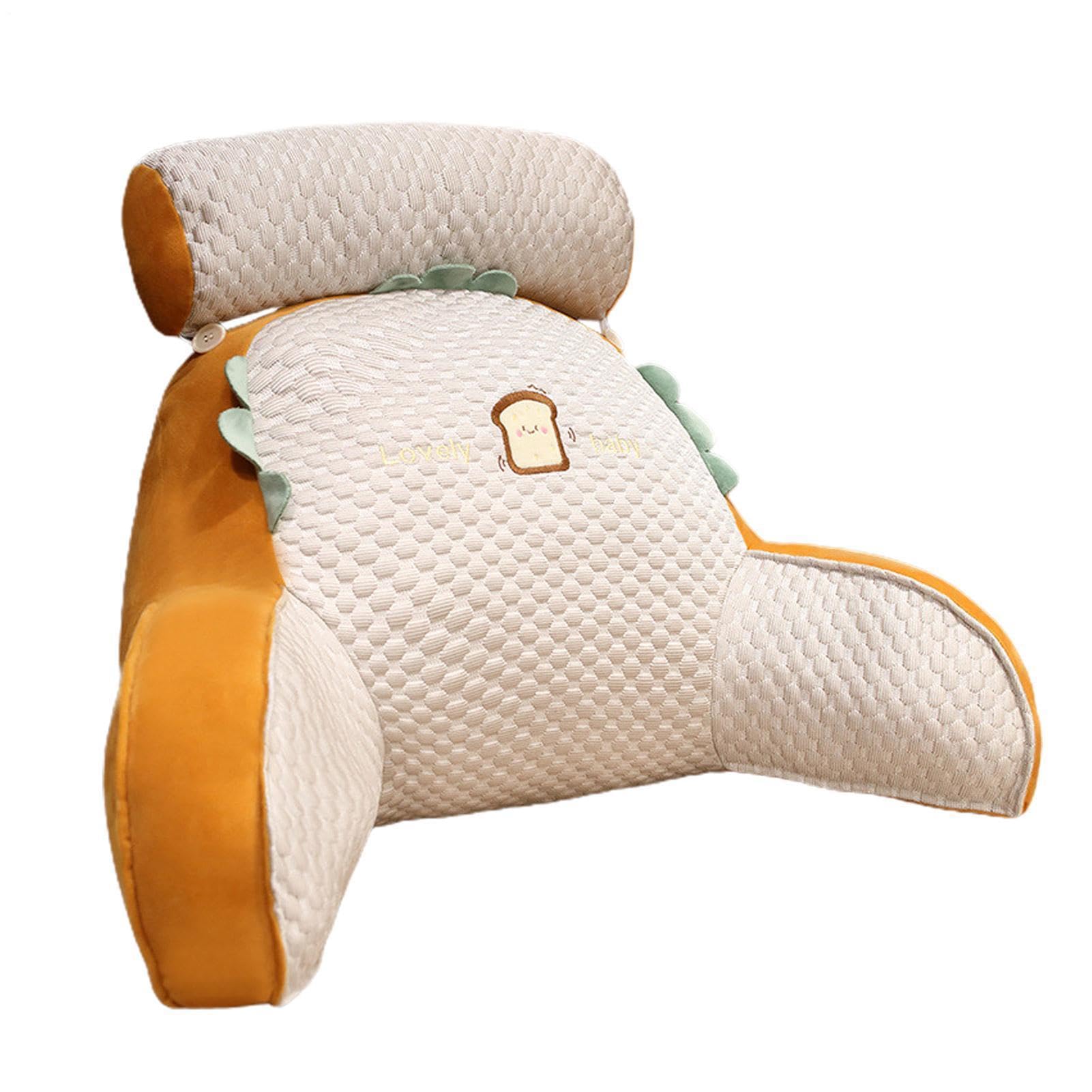 Cojín de cama, soporte de cuña para apoyo de espalda, cojín portátil para | silla de cama, cojín para el brazo con cojín cervical esponjoso extraíble para leer en el suelo, sofá, cama de día y libros