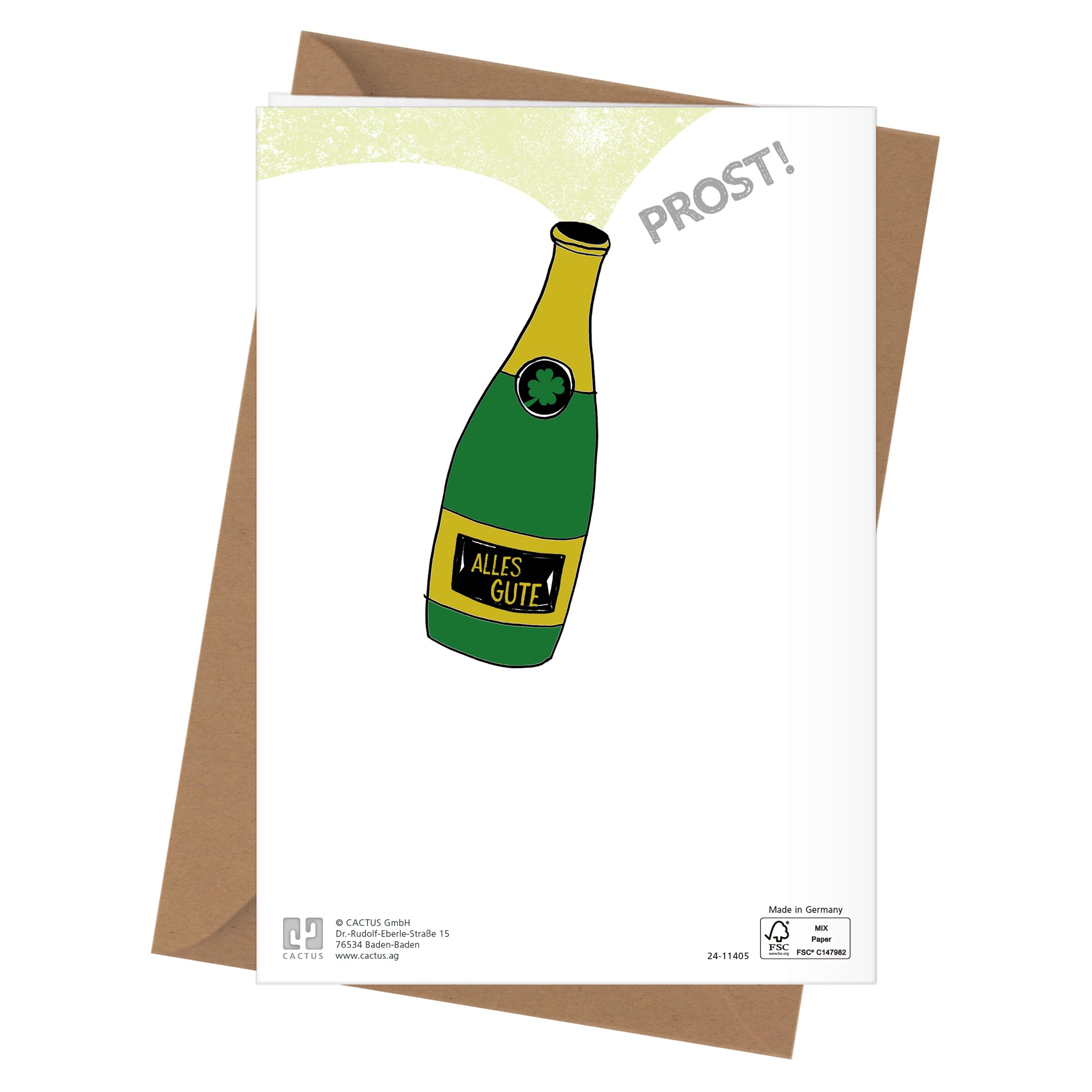Cactus Grukarte Geburtstag Sektflasche, 1 Stck : Amazon.de: Brobedarf &  Schreibwaren