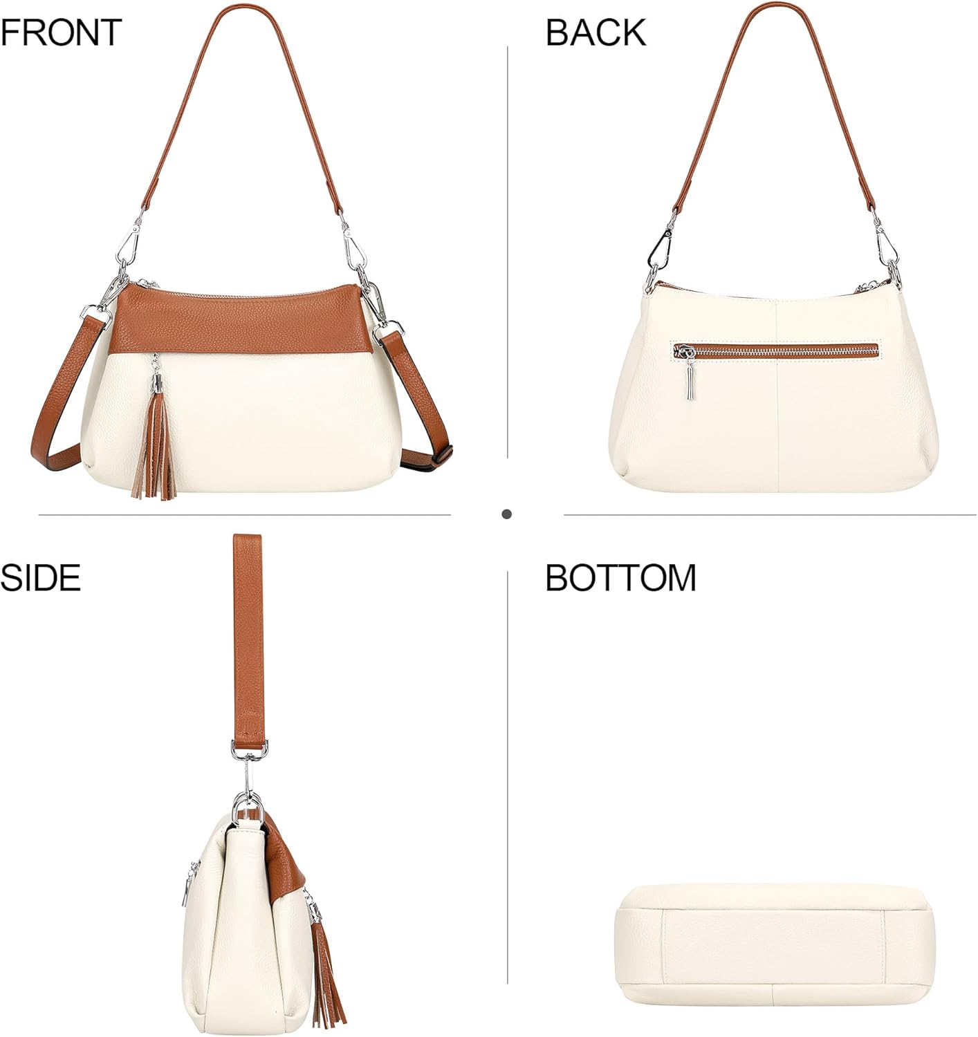 OVER EARTH Genuine Leather Crossbody Bags for Women Small Crossbody Handbag Shoulder Purses with 2 Detachable Straps - Image 5