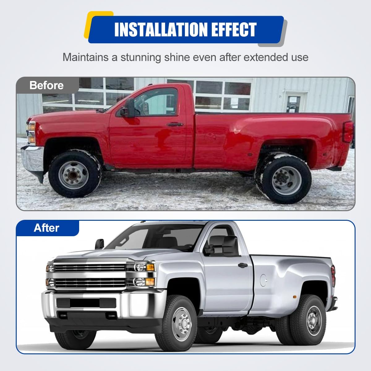 17inch Stainless Steel Dually Wheel Simulators Fits for 2011-2025 Chevy&GMC 3500, Bolt On Wheel Cover with Removable Centre Cap Front Rear Hub Cap Replacement,17" Wheel Cover (Set of 4)