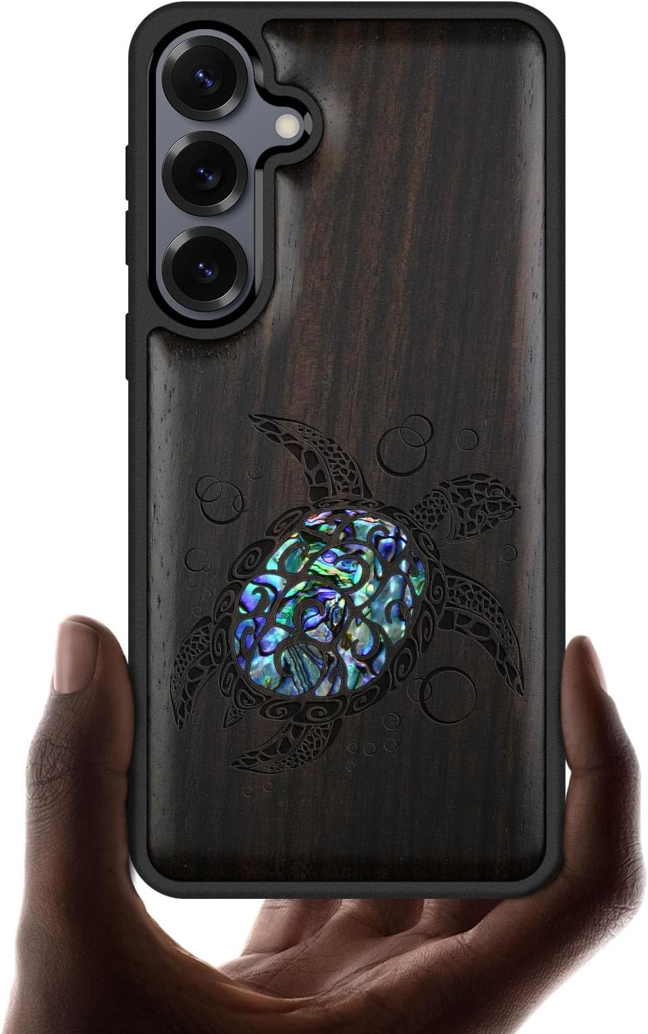 Carveit Magnetic Wooden Case for Samsung Galaxy S25 Case, Wood Artisan Engraved & Handmade Shell Inlaid, Compatible with MagSafe Wireless Chargers (Incomplete Compass) Rosy