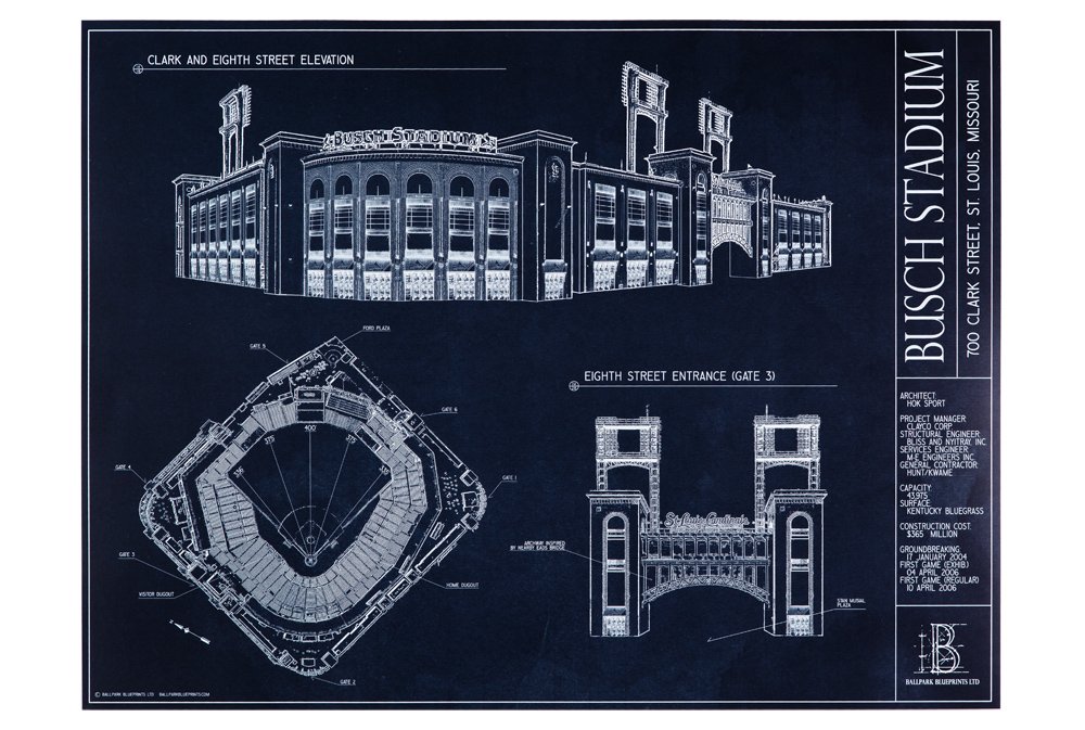 Busch Stadium Blueprint Print