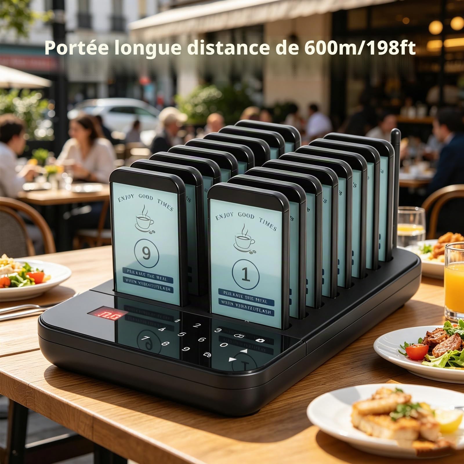 Système de Bipeur, Bipeur Restaurant,600M,7 Modes d'Appel, Étanchéité IP67, 36H de Veille,Bipeur pour Centre de Restauration, Aire de Jeux, Centre Commercial (16 Bipeur)