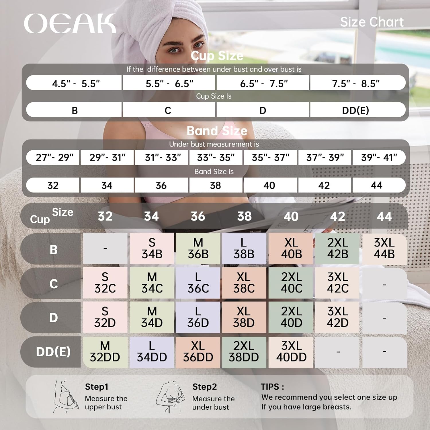 OEAK Women Comfortable Push Up Bras Wireless Seamless Full Coverage Bralette Buttery Soft Everyday Tshirt Bra Convertible Bra - Image 6