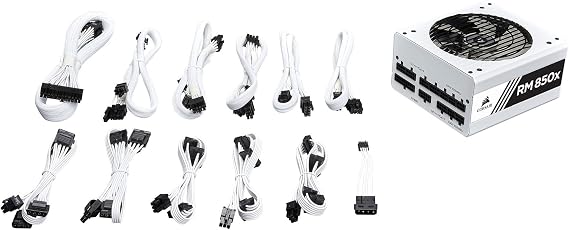 Corsair RMX White Series (2018), RM850x, 850 Watt, 80+ Gold Certified, Fully Modular Power Supply - White, 80 PLUS Gold (CP-9020188-NA)