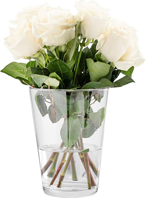 TREND FOR HOME Glass Vases for Flowers Large Glass Vase Flower Vase Glass Transparent Vase Decorations for Living Room Clear Floral Vase for Dining Table | 19.5 cm Tall | Alyssa | 1965 ml