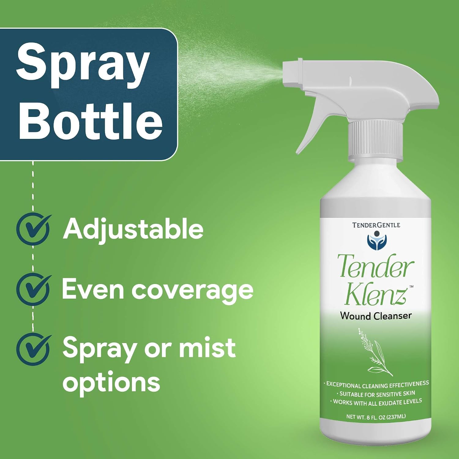 Wound Cleanser Spray, 8 oz - Wound Wash for Cleaning Wounds - No Rinse Solution with Adjustable Nozzle - Good for Sensitive Skin image 4