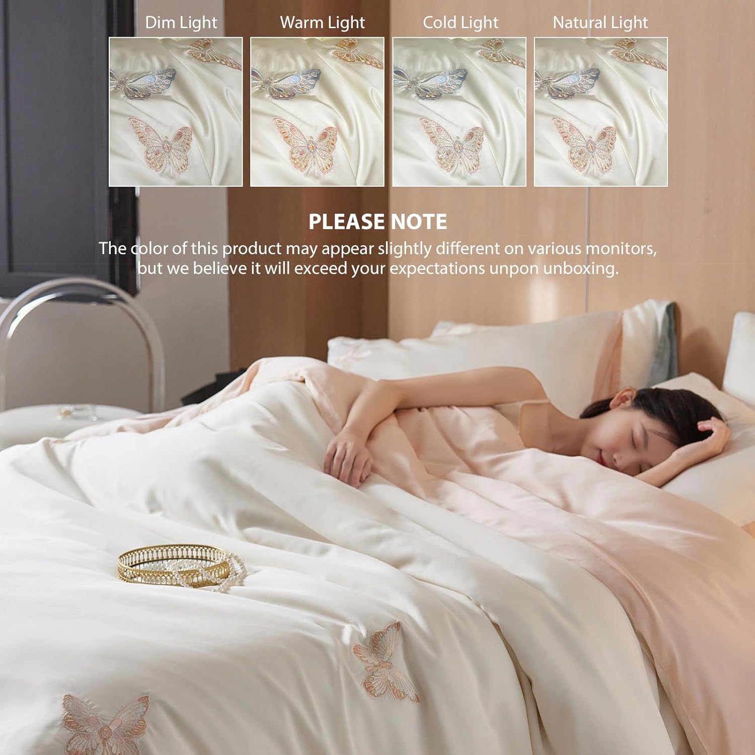 Tencel Lyocell Duvet Cover Set Queen Size, Pink Ultra Soft Breathable Silky Duvet Cover for Hot Sleepers - 1 Embroidered Butterfly Duvet Cover 90x90 Inches with Zipper Closure, 2 Pillowcases - Image 7