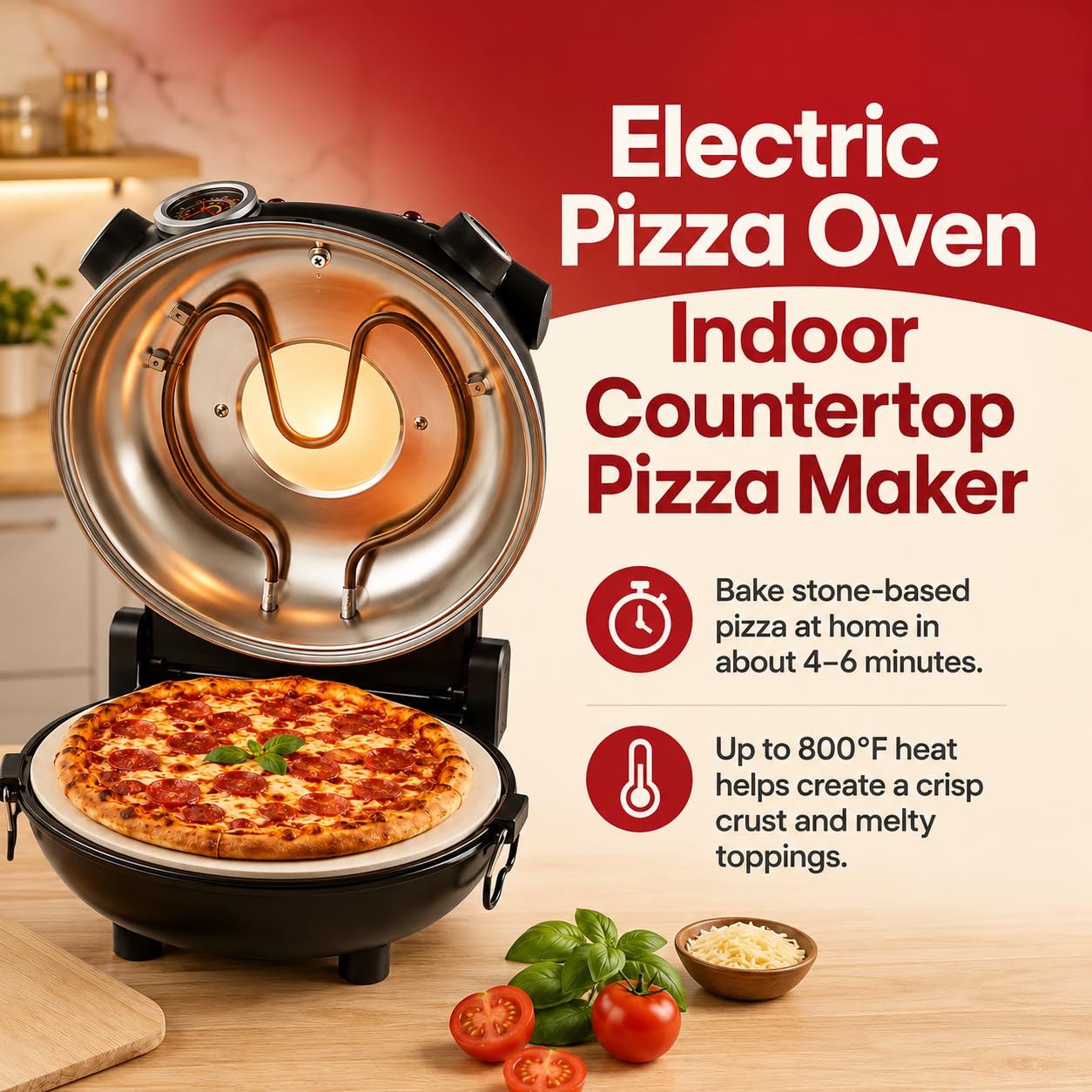 Elektryczny piekarnik do pizzy, urządzenie do robienia pizzy na blacie