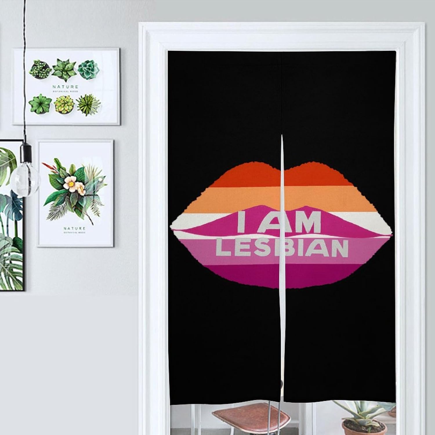 LGBT I Am Lesbian Doorway Curtain Insulated Room Divider Drapes | white linen,privacy curtains