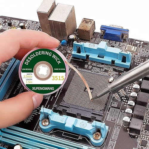 Miniatura 14 de Trenza de mecha de soldadura con fundente, súper 5 pies de longitud, 0.039 in de ancho, herramienta de eliminación de trenzas de mecha