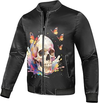 Men's Rain Jacket Lightweight Packable S Sugar Skull