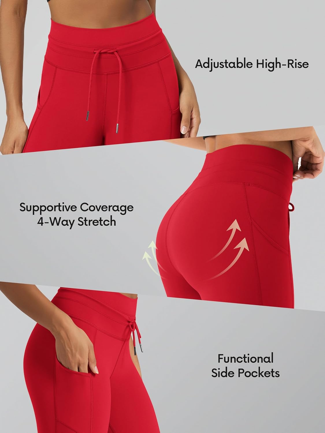 ODODOS Women's Drawstring Tie Capri Leggings with Pockets 19", High Waist Compression Cropped Yoga Pants for Everyday Wear