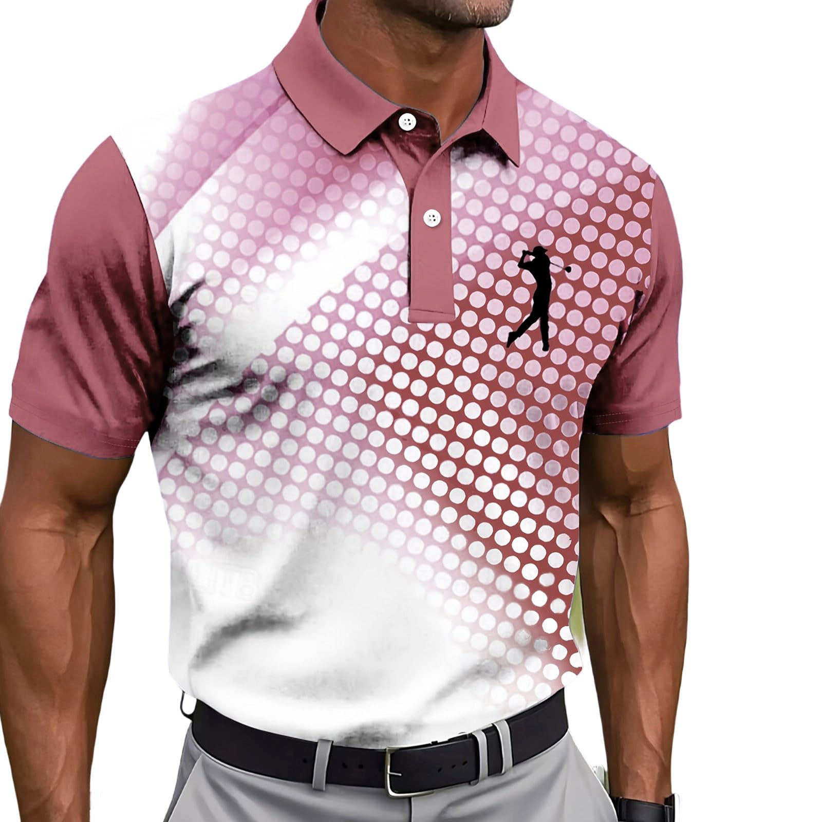 Men's Golf Polo Shirt T-Shirt Gradient Plaid Party Casual Short Sleeve Shirts Quick Dry Moisture Wicking Athletic Shirt — view 19