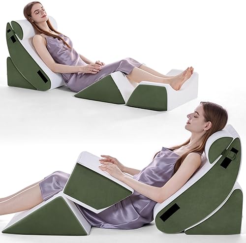 Juego de almohada ortopédica de cuña de cama 5PCS para Post Surger Verde