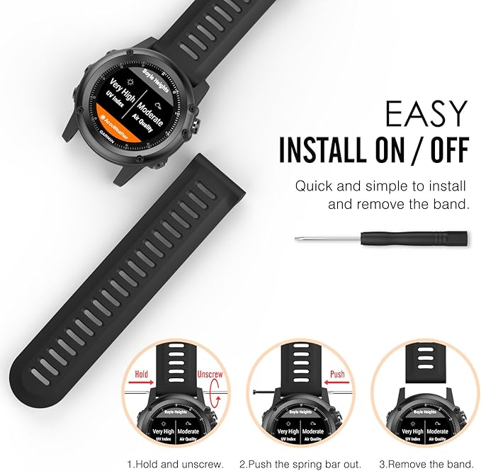 Correa MoKo de silicona para Garmin Fenix 3/Fenix 5X - Negro miniatura 7
