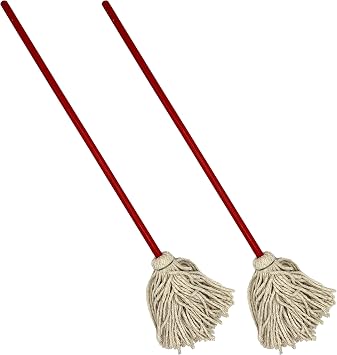 Rocky Mountain Goods Small Mop for Kids and toddlers - Traditional red and white cotton yarn toy mop - Made in USA - Great for smaller areas - Solid wood handle - Heavy duty made to last 2