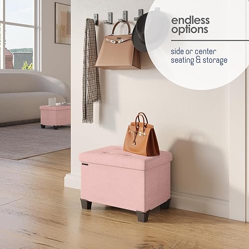 Miniatura 420 de Otomana plegable para dormitorio o sala de estar, con contenedores de almacenamiento, reposapiés para el extremo de la cama, soporta hasta 660 lb,