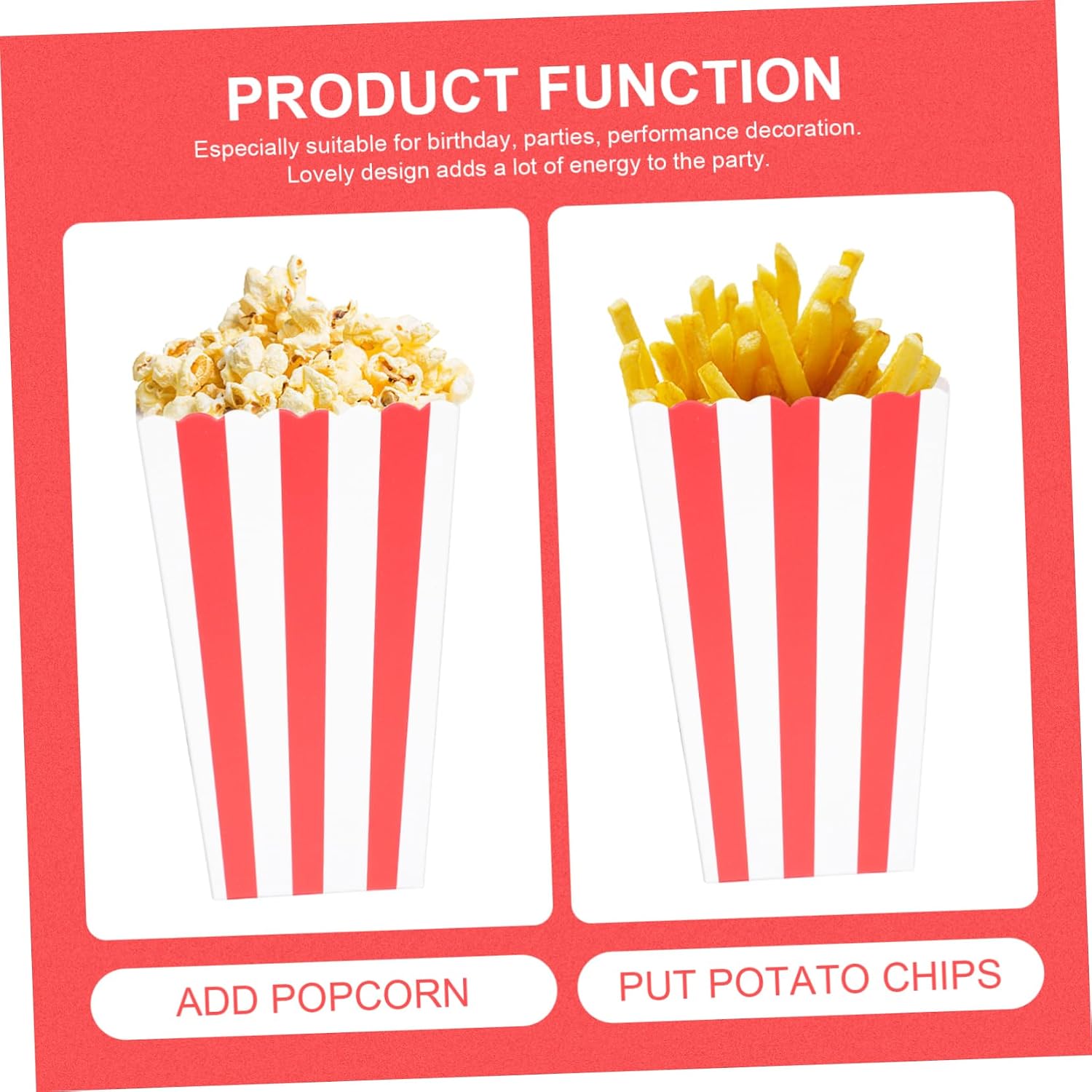 24pcs Portable Snack Buckets for Popcorn and French Fries Carnival Party Containers Fun Food Storage for Celebrations and Birthdays