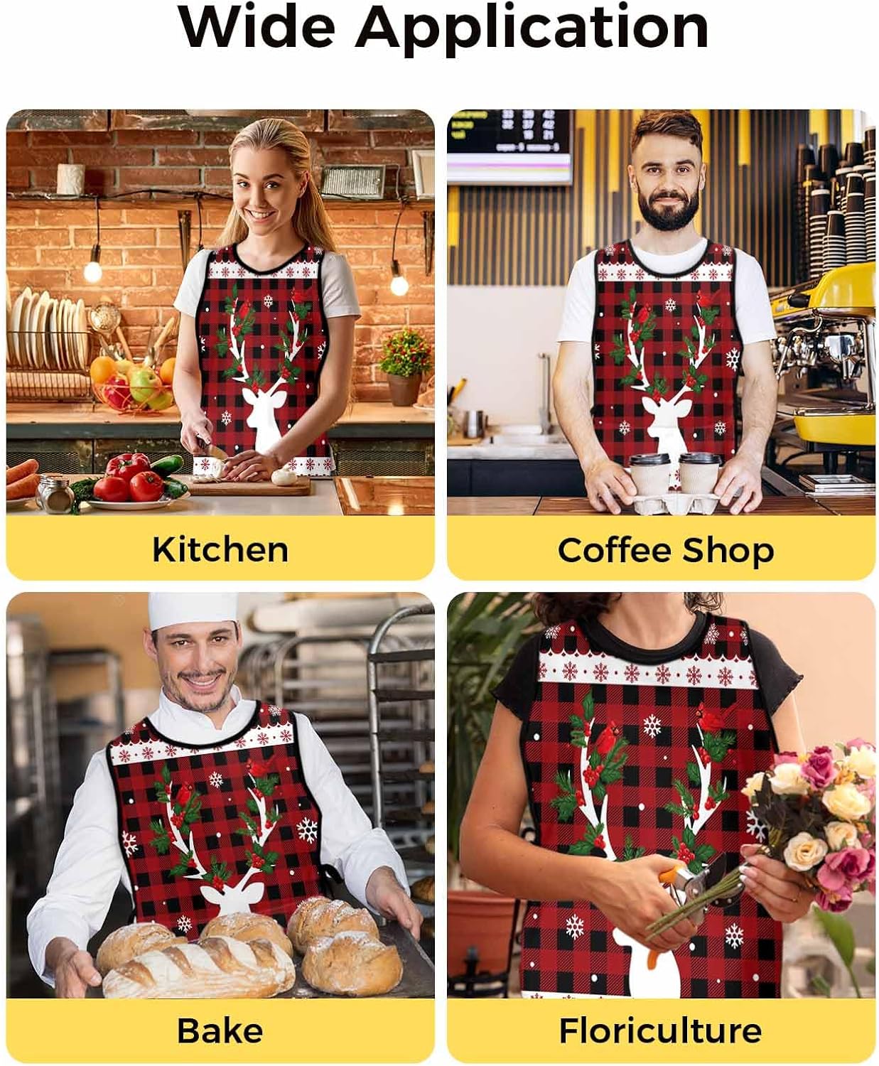 Autumn Thanksgiving Cobbler Aprons with 2 Pockets for Women Men, Fall Pumpkin Leaves Wood Grain