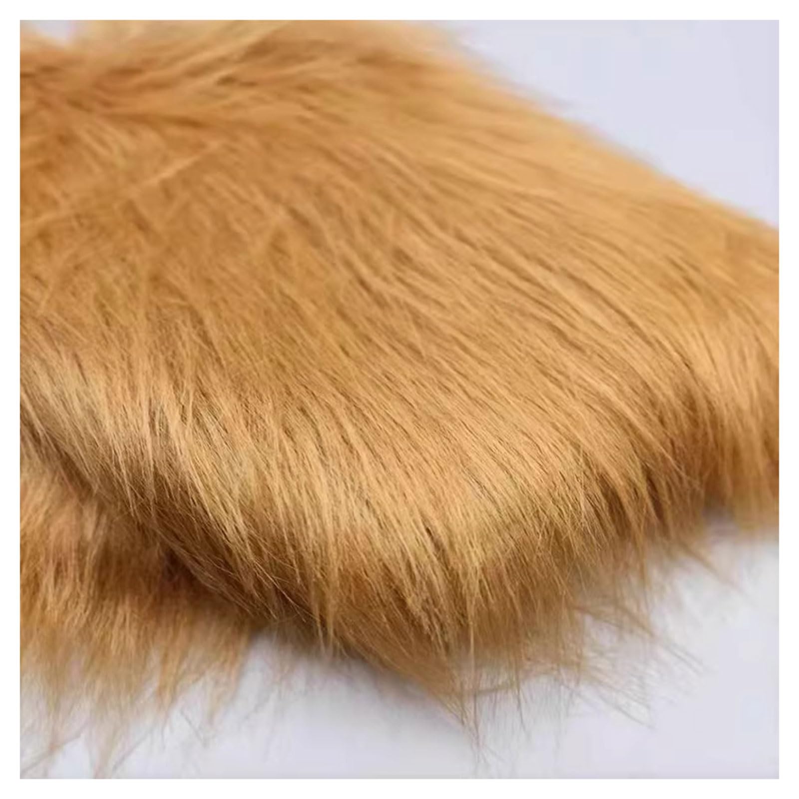 Aitaf Camel-Color Shaggy Faux Fur Fabric 68 Colors Soft Plush12cm Long Pile Fake Fur Materials Craft Fabric, For Christmas Ornaments, Fursuit, Cosplay, Costume, Gnome Beards, Craft Supply, 50X180cm (Color : Camel-Colo
