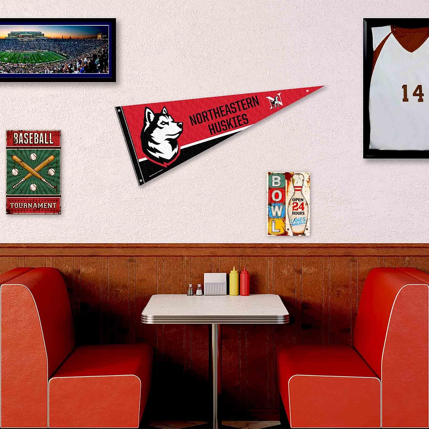 College Flags & Banners Co. Northeastern Huskies Pennant Flag and Wall Tack Mount Pads