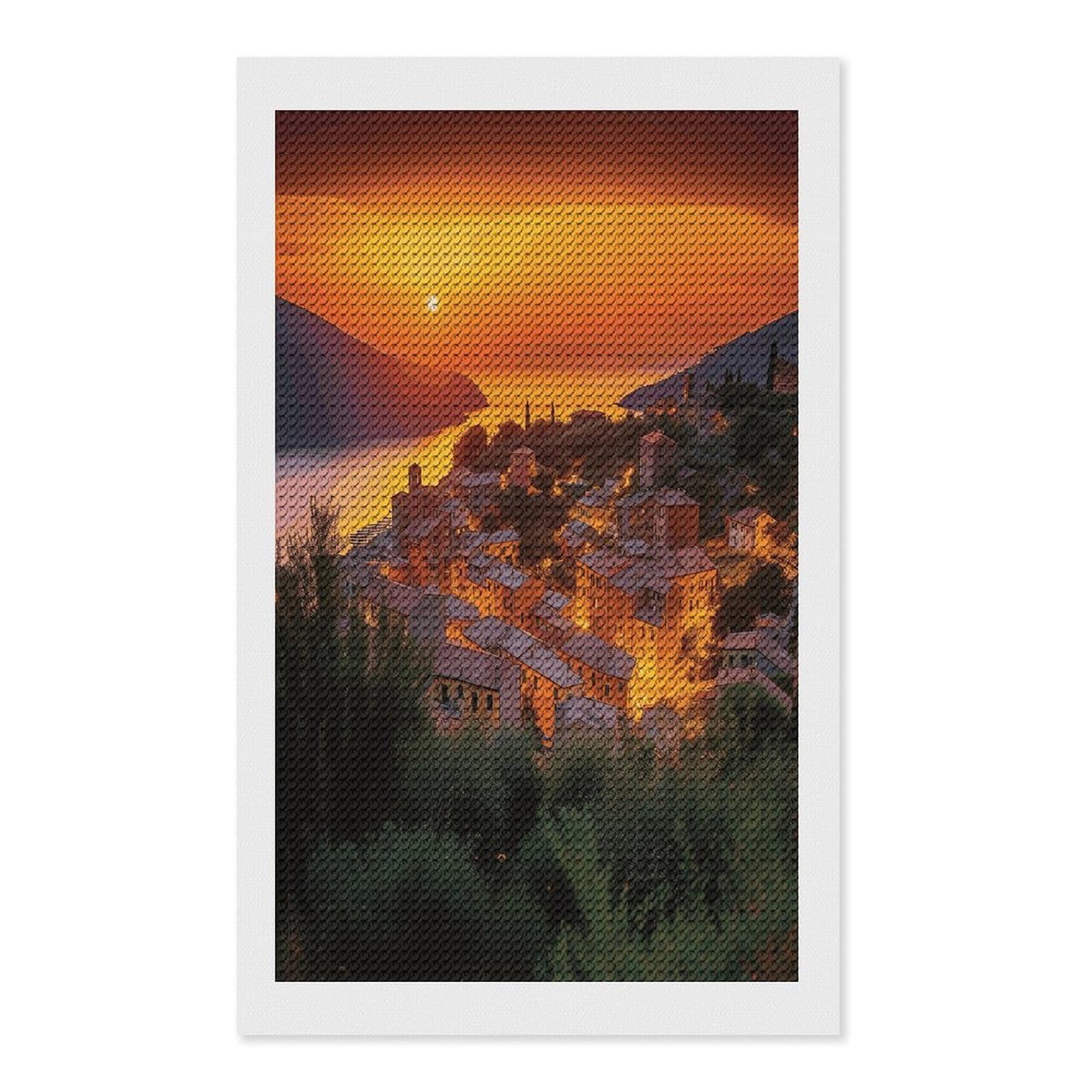 FekiLoot Diamond Art Kits for Adults, DIY 5D Italian Sunset Diamond Painting Kits for Beginners, Full Round Drill Diamond Dots Painting Gem Art Crafts for Home Wall Decor & Gift 12"x20"
