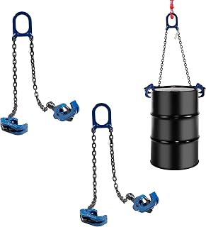 Mytee Products 2 Pack Chain Drum Lifter for 30 & 55 Gallon Drum Lift 2000 lbs WLL Vertical - Carbon Steel Hook w/Built-in Spring - Metal/Plastic Drum & Barrel Lifter w/Self Locking Hoist