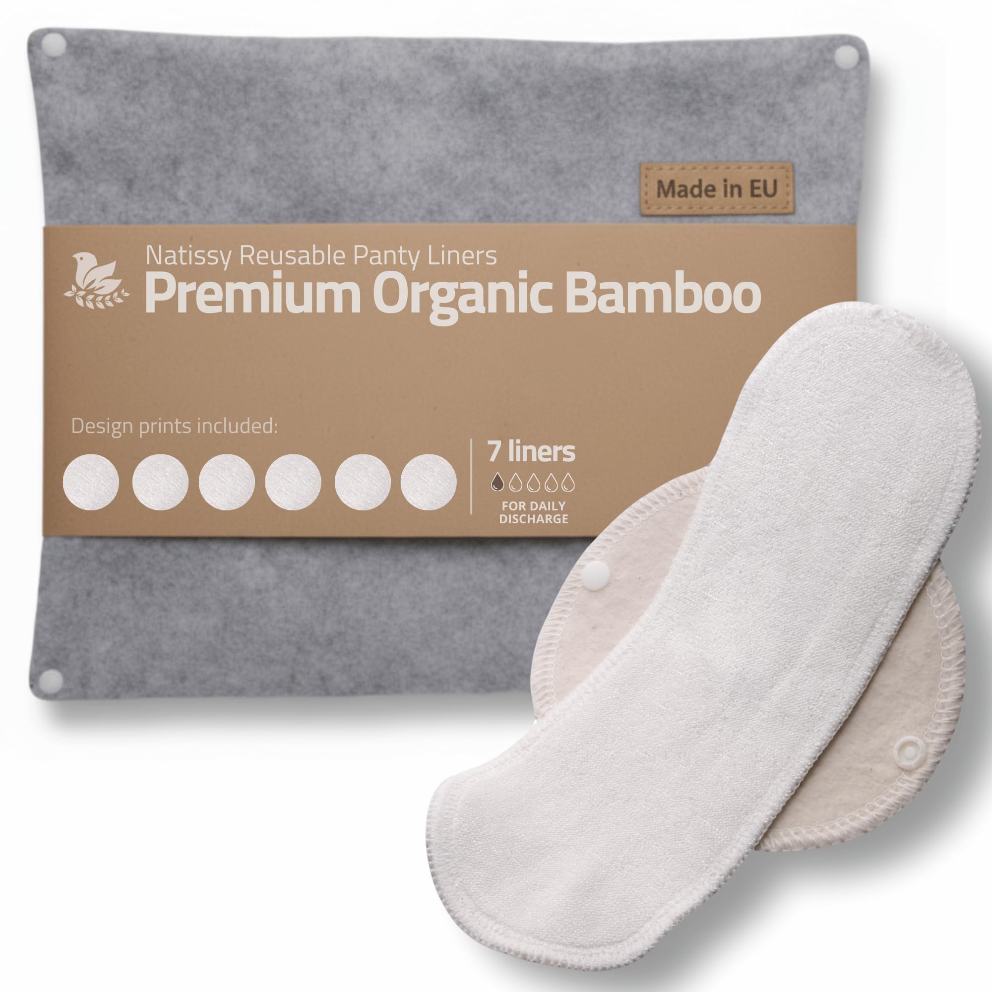 Protèges Slip Lavables Réutilisables en Viscose Bio pour Pertes Blanches (M, x7) - Fabriqués en UE, Lavables à Haute T°, 100% Respirants