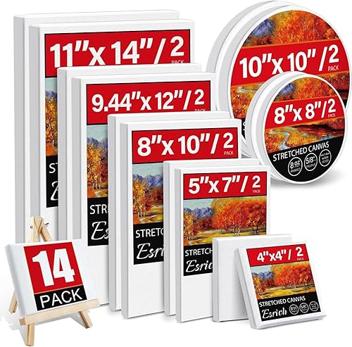 Miniatura 84 de ESRICH Lienzos de pintura de 11 x 14 pulgadas, paquete de 24 lienzos blancos en blanco para pintar, lienzos de pintura de algodón para óleo