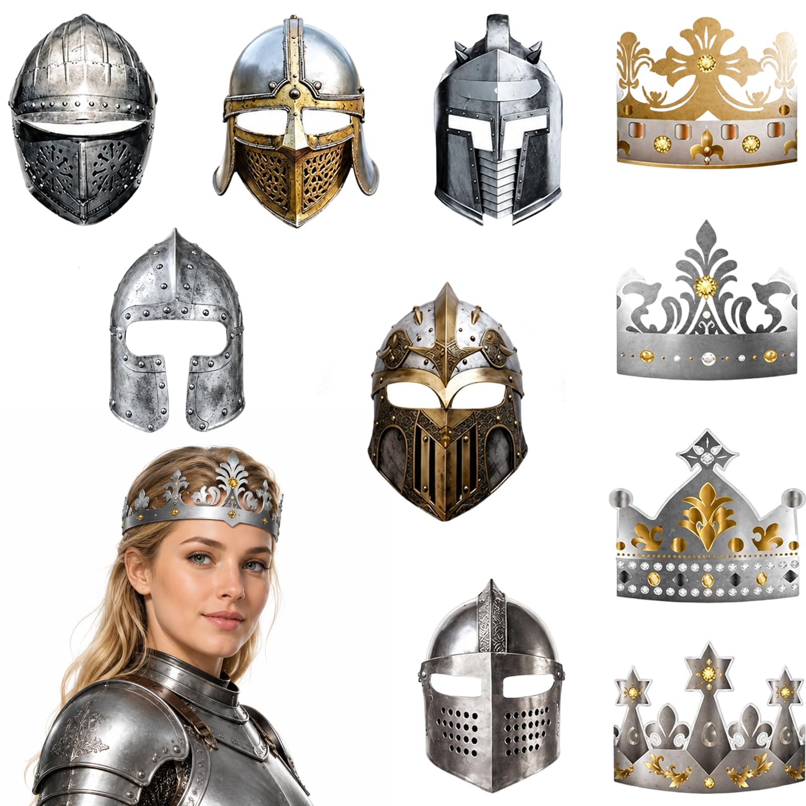 Knight Helmet, Medieval Dragon Mask and Knight Costume Set, Halloween Cosplay Accessories with Adjustable Straps, Complete Kit for Themed Events and Costume Parties