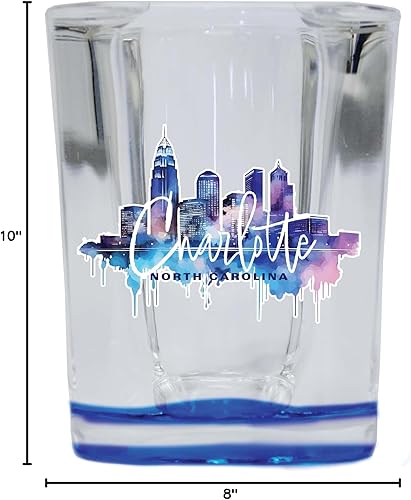 Miniatura 3 de R and R Imports Charlotte North Carolina Design B Souvenir - Vaso de chupito cuadrado de 2.5 onzas, paquete de 2 unidades
