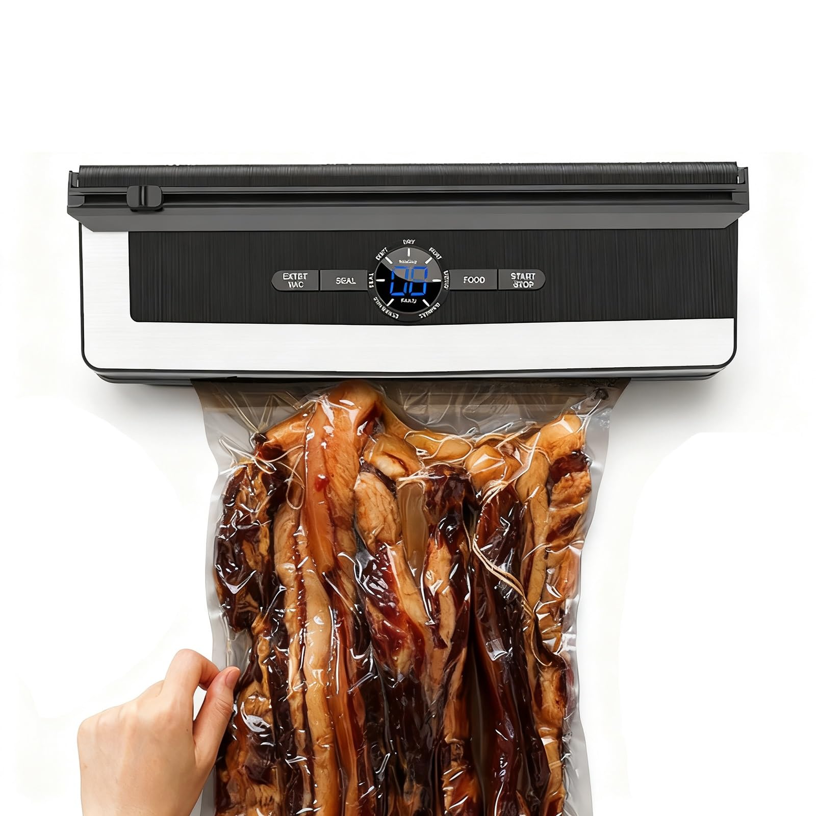 Scelleuse Sous Vide Compacte - Scelleuse Alimentaire Portable avec Cutter Intégré, Scellage à Un Seul Bouton, Scelleuse Sous Vide pour Ingrédients Secs/poudreux/mous/humides