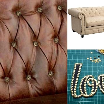 450 Pcs Upholstery Tacks, Vintage Bronze Gold Silver Furniture Decorative | Nails Pins Thumb Tack Push Pins for Sofa, Chair, Bed Antique - 11x17mm/3 Colors