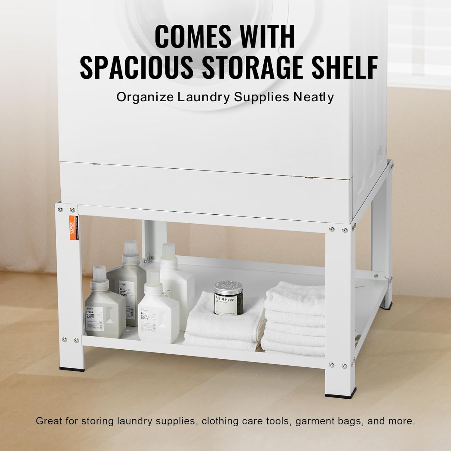 VEVOR Laundry Pedestal with Storage Shelf, 28" Lx28 Wx16 H, Washer and Dryer Stand Base Universal Platform, Fit 660lbs Capacity, Heavy Duty Steel Multi-Functional Base for Washing Machine