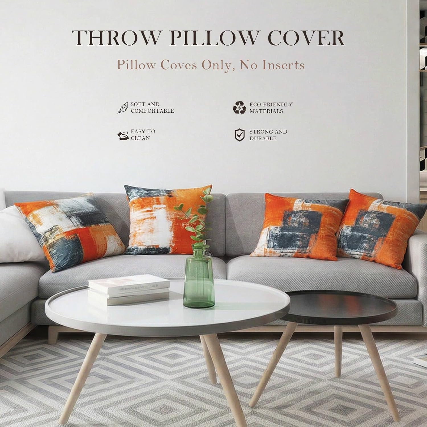 Burnt Orange Throw Pillow Covers 20x20 Set of 4 Decorative Cushion Cover Taupe Abstract Art Painting Pillow Covers for Sofa Couch Bedroom Living Room Outdoor Home Décor